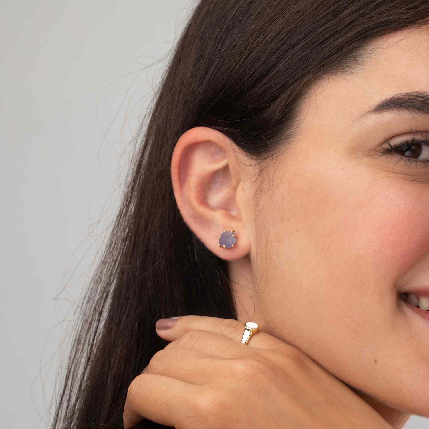 Raw Gemstone Studs
